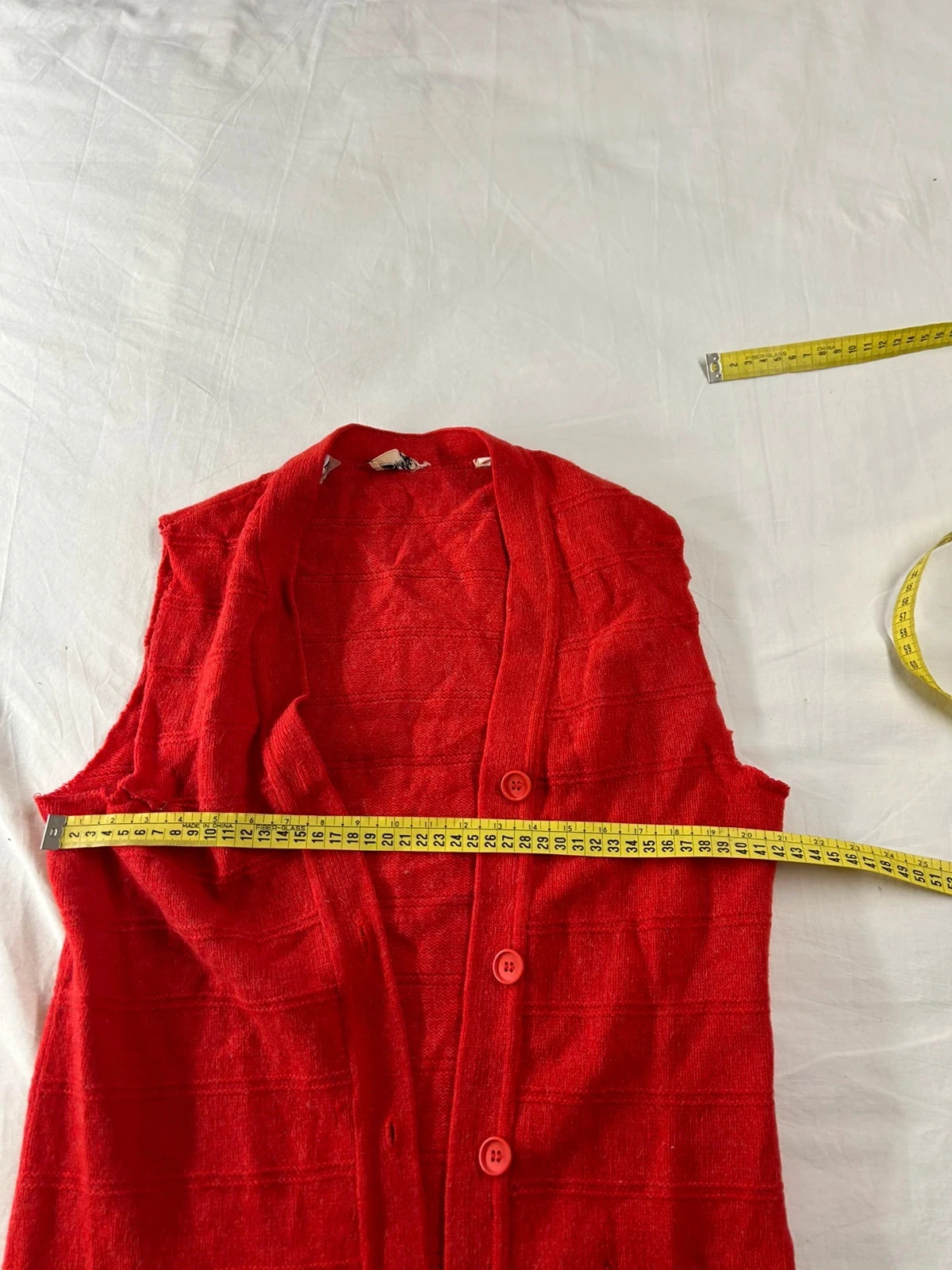 Chaleco rojo de lana de cordero vintage Solfin Paris – photo 8
